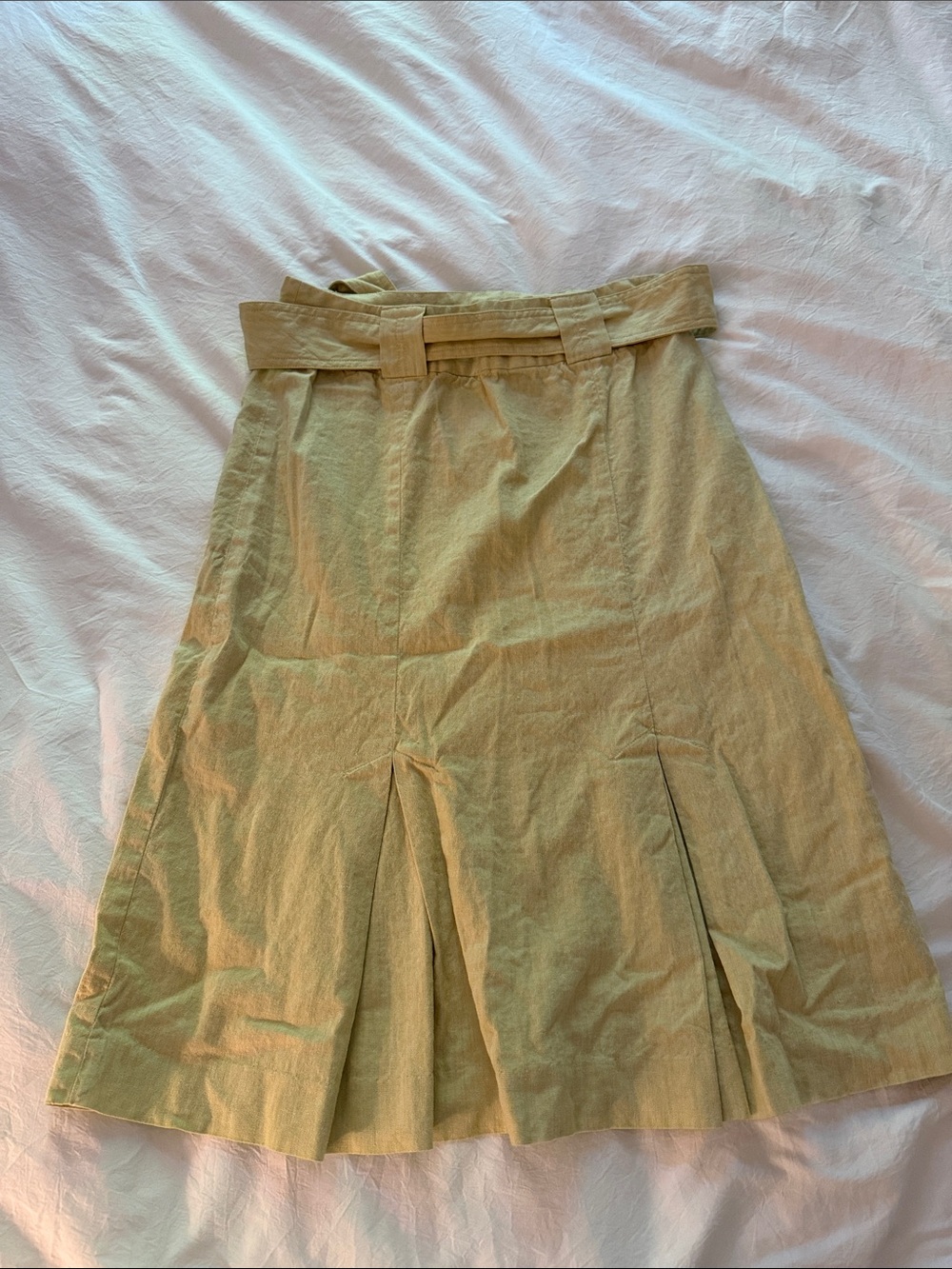 mac & jac Olive Green A-Line Midi Skirt with Belt